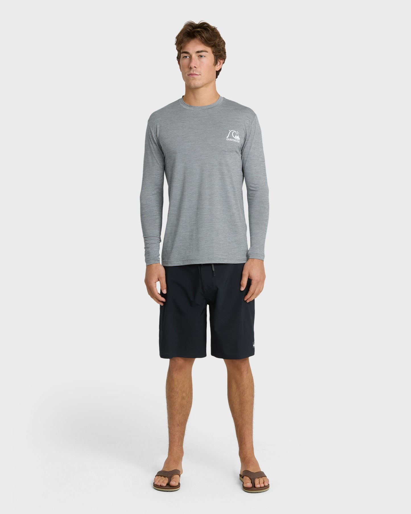 DNA Logo Surf Long Sleeve Surf Tee - Smoked Gray Heather - Quick Silver