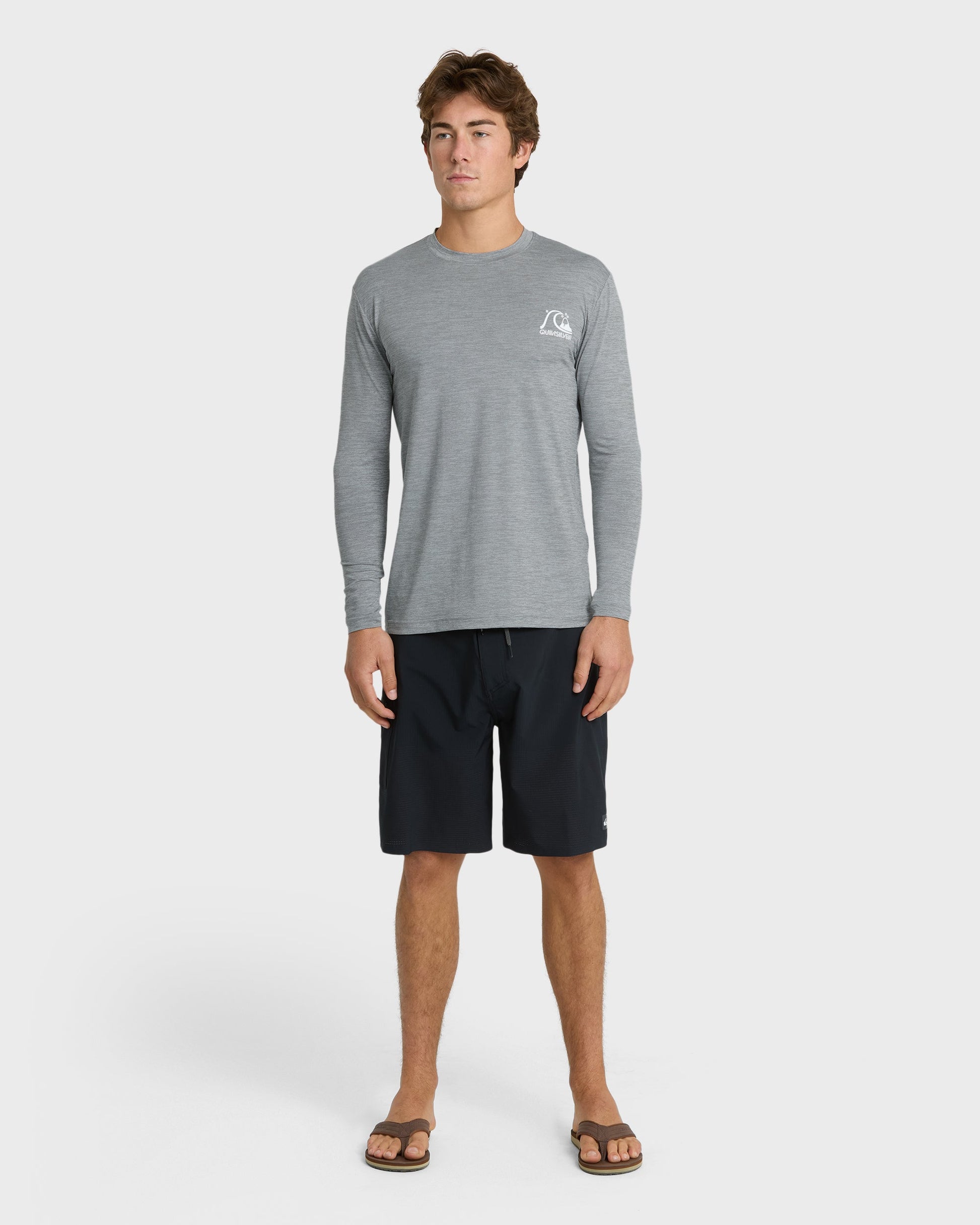 DNA Logo Surf Long Sleeve Surf Tee - Smoked Gray Heather - Quick Silver